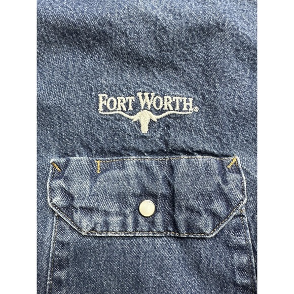 Red Kap Denim Shirt Mens 2XL Button Down Western Fort Worth Embroidered Workwear - Picture 4 of 9